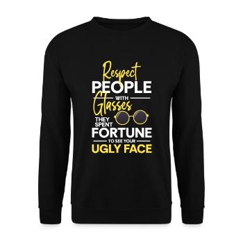 Spectacle wearer short-sighted eye test - Unisex Sweatshirt - black - Front - Alina (178cm) & Michal (187cm)