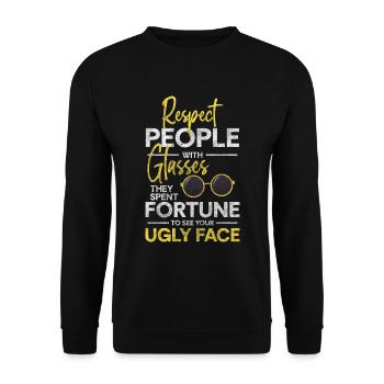 Glasses Jewelry Fashion Diopter - Unisex Sweatshirt - black - Front - Alina (178cm) & Michal (187cm)