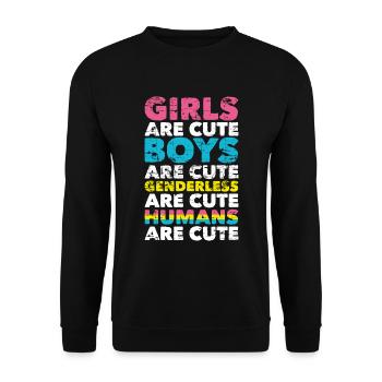 Pan Gift LGBT Saying Pansexual - Unisex Sweatshirt - black - Front - Alina (178cm) & Michal (187cm)