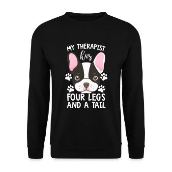 Französische Bulldogge Therapeut Hat Vier Beine - Unisex Pullover - Schwarz - Vorne - Alina (178cm) & Michal (187cm)