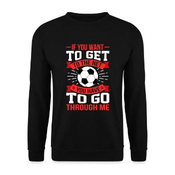 You have to go through me Football Football Goalkeeper - Unisex Sweatshirt - black - Front - Alina (178cm) & Michal (187cm)