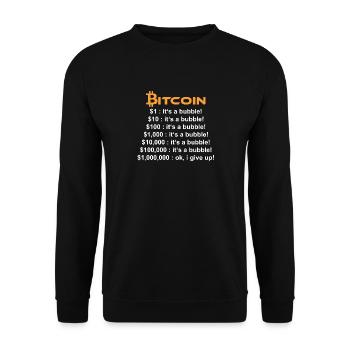 BITCOIN N’EST QU’UNE BULLE 1 000 000 $ - Sweat-shirt Unisexe - noir - Devant - Alina (178cm) & Michal (187cm)