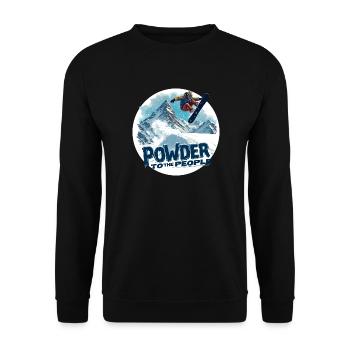 Powder to the People – Snowboard & Powder - Unisex Pullover - Schwarz - Vorne - Alina (178cm) & Michal (187cm)