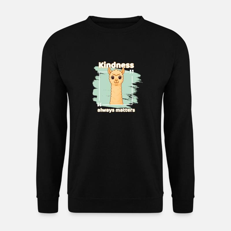 Freundlichkeit zählt – Fluffige Alpakas - Unisex Pullover - Schwarz
