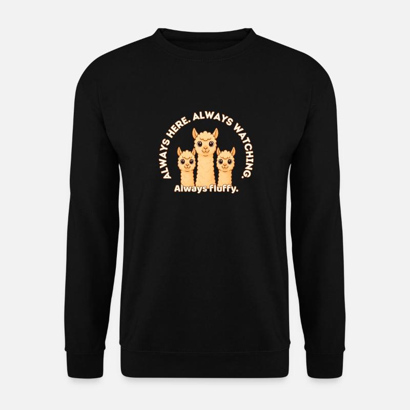 Always Watching and Fluffy – Fluffy Alpacas - Unisex Sweatshirt - black