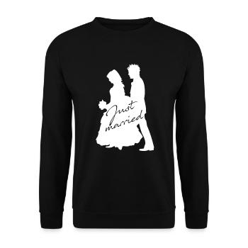 Just Married heiraten Ehe Hochzeitspaar Hochzeit - Unisex Pullover - Schwarz - Vorne - Alina (178cm) & Michal (187cm)