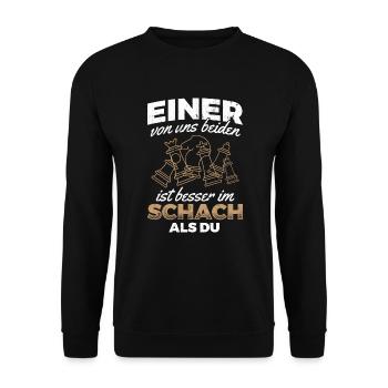 Schachturnier Schach Schachspieler - Unisex Pullover - Schwarz - Vorne - Alina (178cm) & Michal (187cm)