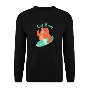 Cat Mom Katzenmamas Katzenfan Katzenmutti Geschenk - Unisex Pullover - Schwarz - Vorne - Alina (178cm) & Michal (187cm)