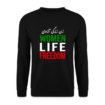 Women life freedom - Unisex Pullover - Schwarz - Vorne - Alina (178cm) & Michal (187cm)
