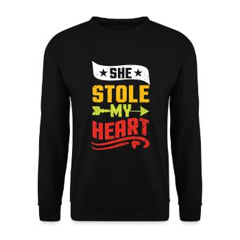 She Stole My Heart - Unisex Pullover - Schwarz - Vorne - Alina (178cm) & Michal (187cm)