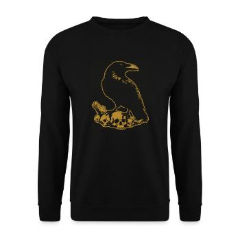 Black Mystic Raven with Skull Skull - Unisex Sweatshirt - black - Front - Alina (178cm) & Michal (187cm)