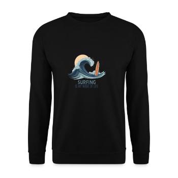 Le surf est ma vague de vie – Surfer & Ocean - Sweat-shirt Unisexe - noir - Devant - Alina (178cm) & Michal (187cm)