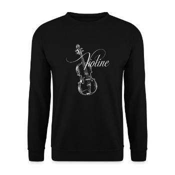 Elegante Violine Geige - Unisex Pullover - Schwarz - Vorne - Alina (178cm) & Michal (187cm)