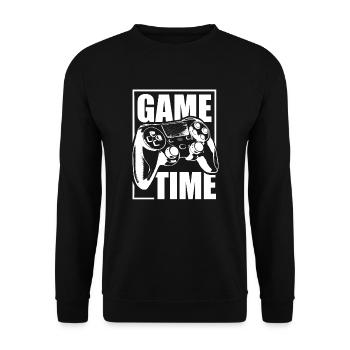 Trendy Gamer Shirt "Game Time" gambler - Unisex Sweatshirt - black - Front - Alina (178cm) & Michal (187cm)