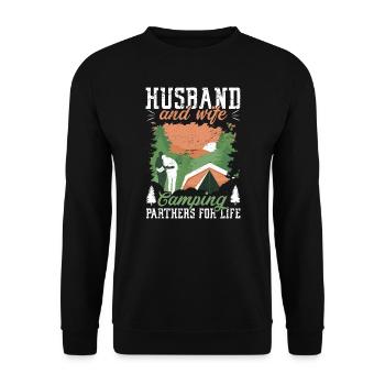 Campingpartner für das Leben Outdoor-Reisen Natur - Unisex Pullover - Schwarz - Vorne - Alina (178cm) & Michal (187cm)