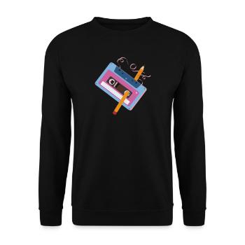 Retro Kasette - Unisex Pullover - Schwarz - Vorne - Alina (178cm) & Michal (187cm)
