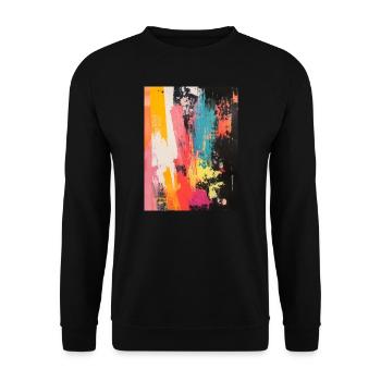 Abstrakte Farbspritzer und Pinselstriche - Unisex Pullover - Schwarz - Vorne - Alina (178cm) & Michal (187cm)