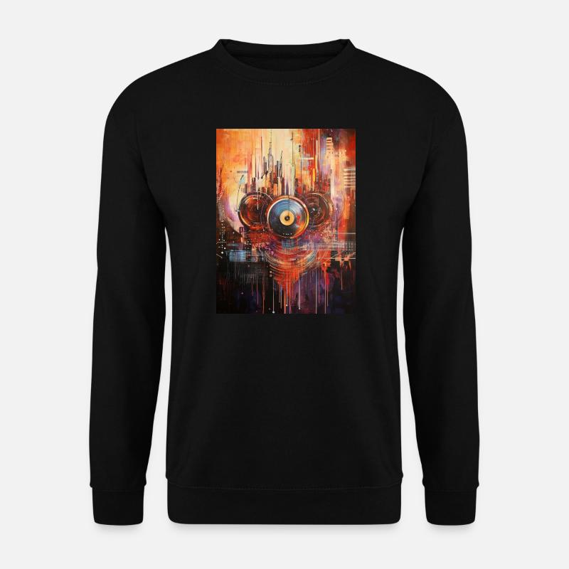 Abstrakte Vinyl Stadt der Musik - Unisex Pullover - Schwarz