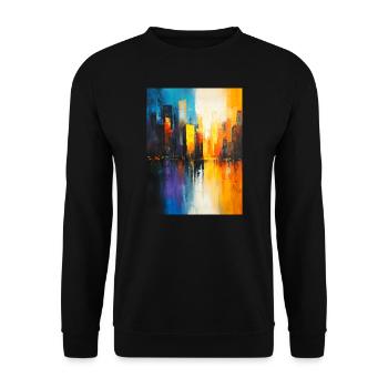 Abstract colorful city reflected in the river - Unisex Sweatshirt - black - Front - Alina (178cm) & Michal (187cm)