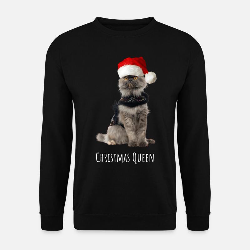 Christmas Queen Cat - Unisex Pullover - Schwarz