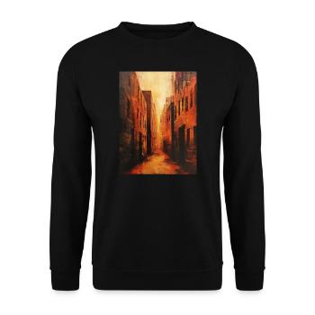 Orange street in an abandoned city - Unisex Sweatshirt - black - Front - Alina (178cm) & Michal (187cm)