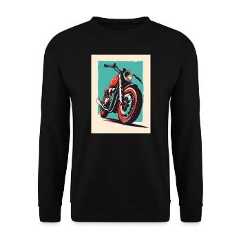 Motorrad Pop-Art Street-Art Chopper Naked Bike - Unisex Pullover - Schwarz - Vorne - Alina (178cm) & Michal (187cm)