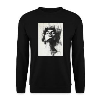 Visage de Banksy - Femme abstraite - Dessin - Sweat-shirt Unisexe - noir - Devant - Alina (178cm) & Michal (187cm)