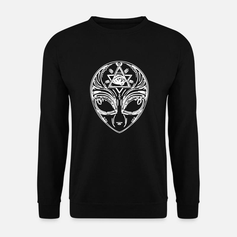 Alien Gesicht Alien Face Psychedelisch 3rd Eye - Unisex Pullover - Schwarz