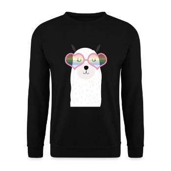 Lama, arc en ciel, lunettes de soleil, fierté, amour, coeur - Sweat-shirt Unisexe - noir - Devant - Alina (178cm) & Michal (187cm)