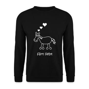 färt liebt, Liebe, Pferd verliebt, Herzen, Herz - Unisex Pullover - Schwarz - Vorne - Alina (178cm) & Michal (187cm)