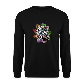 Magic Mushroom Open Mind Halluzinationen Trip Drug - Unisex Pullover - Schwarz - Vorne - Alina (178cm) & Michal (187cm)