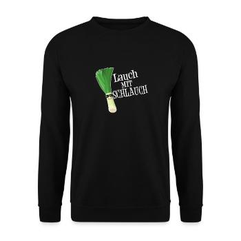 Lauch Mit Schlauch Fitness Lustiges Geschenk Dünn - Unisex Pullover - Schwarz - Vorne - Alina (178cm) & Michal (187cm)