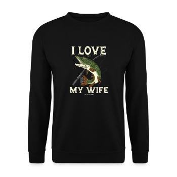 Pêche brochet prédateur pour pêcheur rengaine cadeau - Sweat-shirt Unisexe - noir - Devant - Alina (178cm) & Michal (187cm)