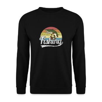 Angeln Hecht Fishing für Angler Retro Vintage - Unisex Pullover - Schwarz - Vorne - Alina (178cm) & Michal (187cm)