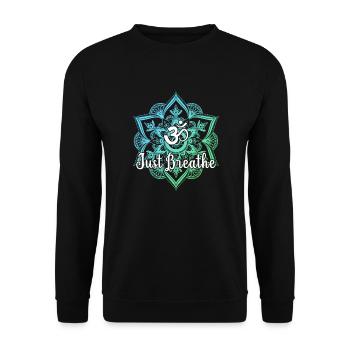 Just Namaste Breathe Yoga Mandala Zen Lotus Tattoo - Unisex Pullover - Schwarz - Vorne - Alina (178cm) & Michal (187cm)
