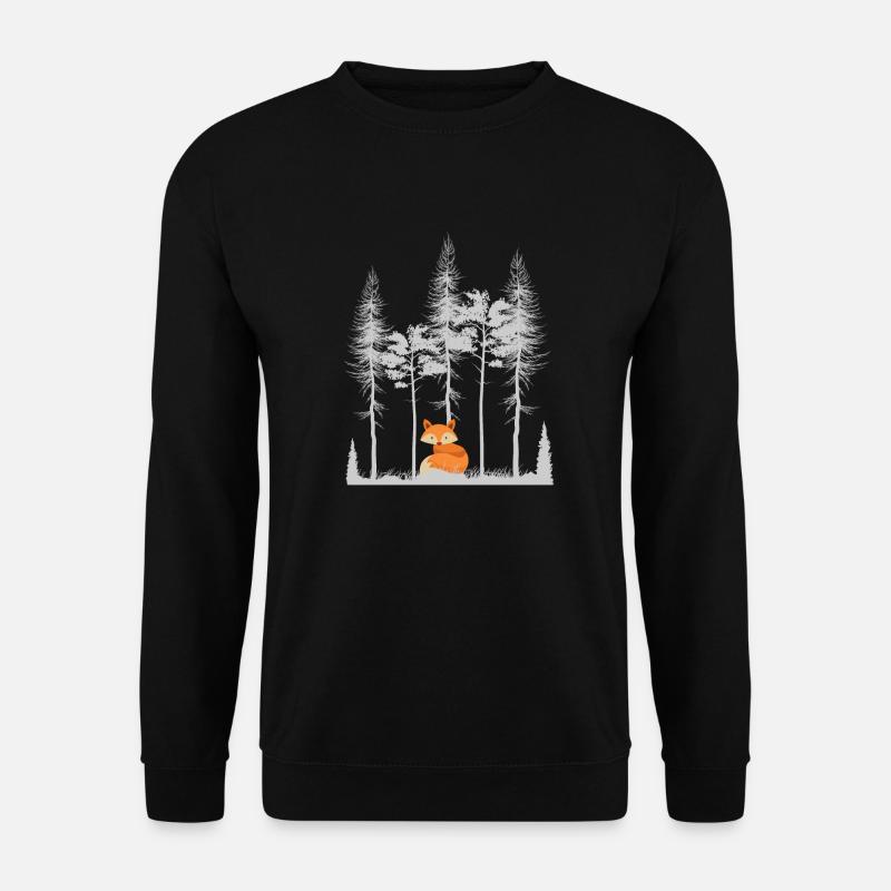 Doux renard dans la forêt Retro modèle arbre vintage forêt - Sweat-shirt Unisexe - noir