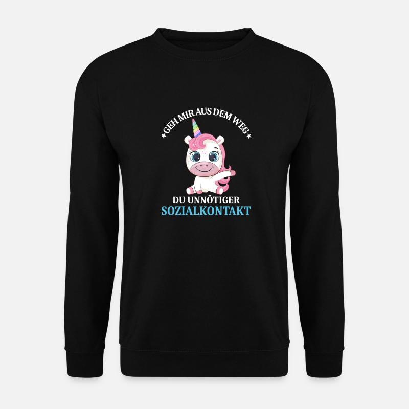 Geh us dem Weg unnötiger Sozialkontakt Einhorn - Unisex Pullover - Schwarz
