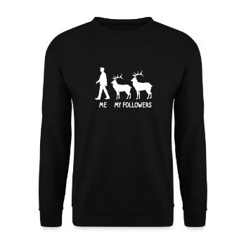 Ich Meine Follower Jäger Hirsch Züchter Rotwild - Unisex Pullover - Schwarz - Vorne - Alina (178cm) & Michal (187cm)