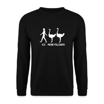Ich Meine Follower Strauß Zoo Züchter Tierpfleger - Unisex Pullover - Schwarz - Vorne - Alina (178cm) & Michal (187cm)