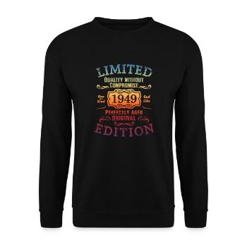 Geburtstag 1949 Limited Edition Geschenk Used Cool - Unisex Pullover - Schwarz - Vorne - Alina (178cm) & Michal (187cm)