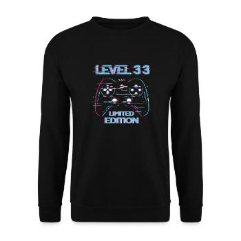 Geburtstag Level 33 Gaming Limited Edition Gamer - Unisex Pullover - Schwarz - Vorne - Alina (178cm) & Michal (187cm)
