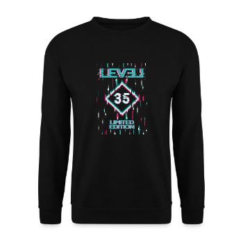 Birthday Level 35 Gaming Limited Edition Gamer - Unisex Sweatshirt - black - Front - Alina (178cm) & Michal (187cm)