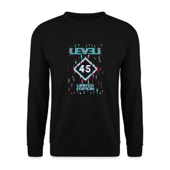 Birthday Level 45 Gaming Limited Edition Gamer - Unisex Sweatshirt - black - Front - Alina (178cm) & Michal (187cm)