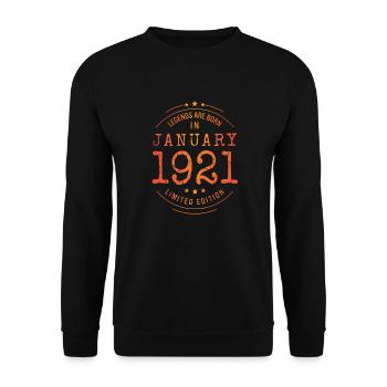 Geburtstag Januar 1921 Limited Edition Vintage - Unisex Pullover - Schwarz - Vorne - Alina (178cm) & Michal (187cm)