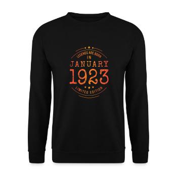 Anniversaire Janvier 1923 Edition Limitée Vintage - Sweat-shirt Unisexe - noir - Devant - Alina (178cm) & Michal (187cm)