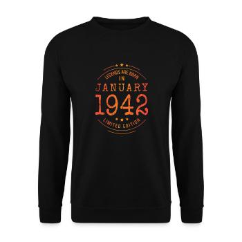 Anniversaire Janvier 1942 Edition Limitée Millésime - Sweat-shirt Unisexe - noir - Devant - Alina (178cm) & Michal (187cm)