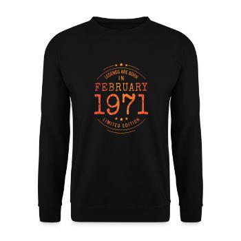 Anniversaire Février 1971 Edition Limitée Millésime - Sweat-shirt Unisexe - noir - Devant - Alina (178cm) & Michal (187cm)