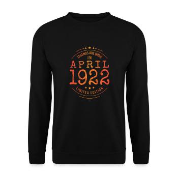 Birthday April 1922 Limited Edition Vintage - Unisex Sweatshirt - black - Front - Alina (178cm) & Michal (187cm)