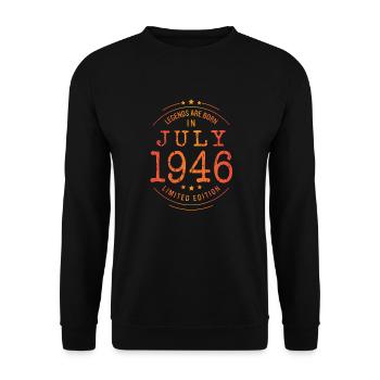 Geburtstag Juli 1946 Limited Edition Vintage - Unisex Pullover - Schwarz - Vorne - Alina (178cm) & Michal (187cm)