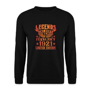 Geburtstag Februar 1921 Limited Edition Vintage - Unisex Pullover - Schwarz - Vorne - Alina (178cm) & Michal (187cm)